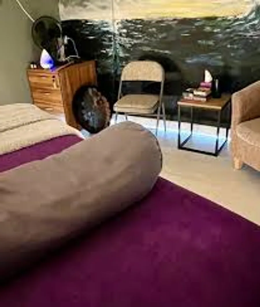 The Silver Moon consulting room with therapy couch and seating New Day Therapies Hornsea